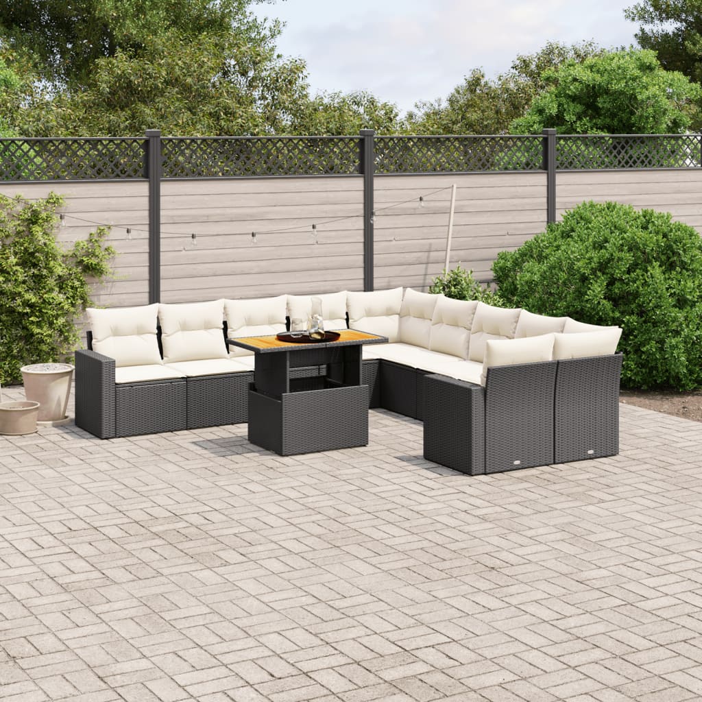 Thumbnail - vidaXL 11-tlg. Garten-Sofagarnitur mit Kissen Schwarz Poly Rattan