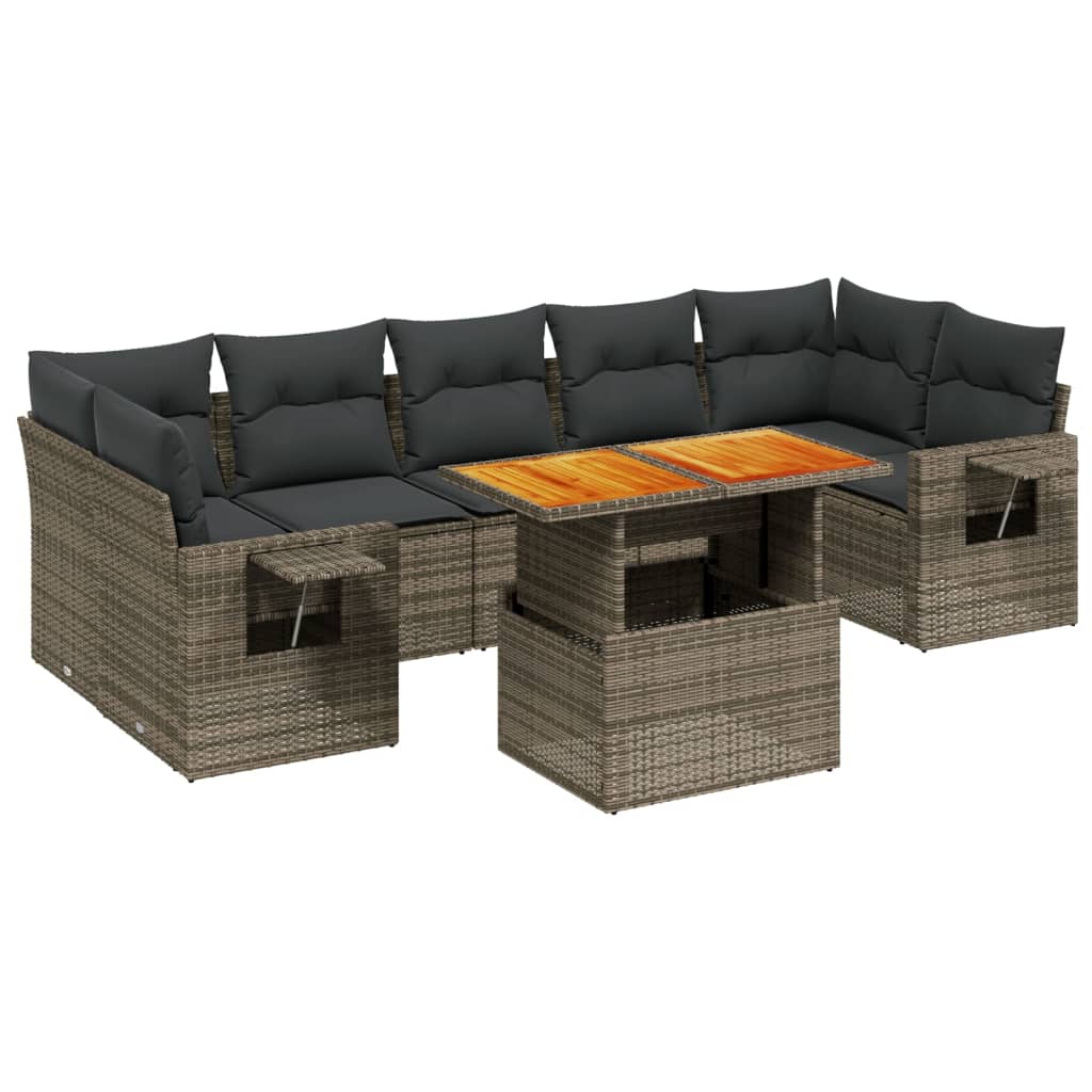 Thumbnail - vidaXL 8-tlg. Garten-Sofagarnitur mit Kissen Grau Poly Rattan