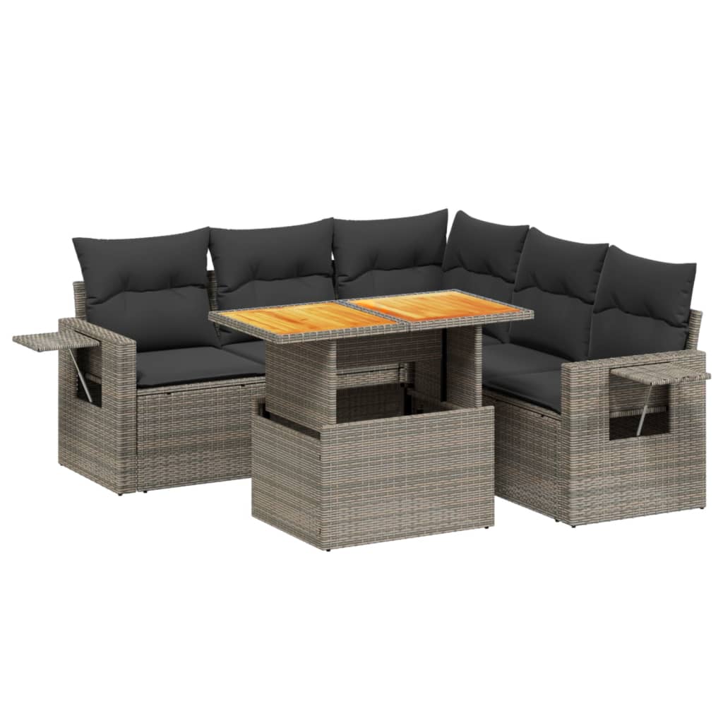 Thumbnail - vidaXL 6-tlg. Garten-Sofagarnitur mit Kissen Grau Poly Rattan