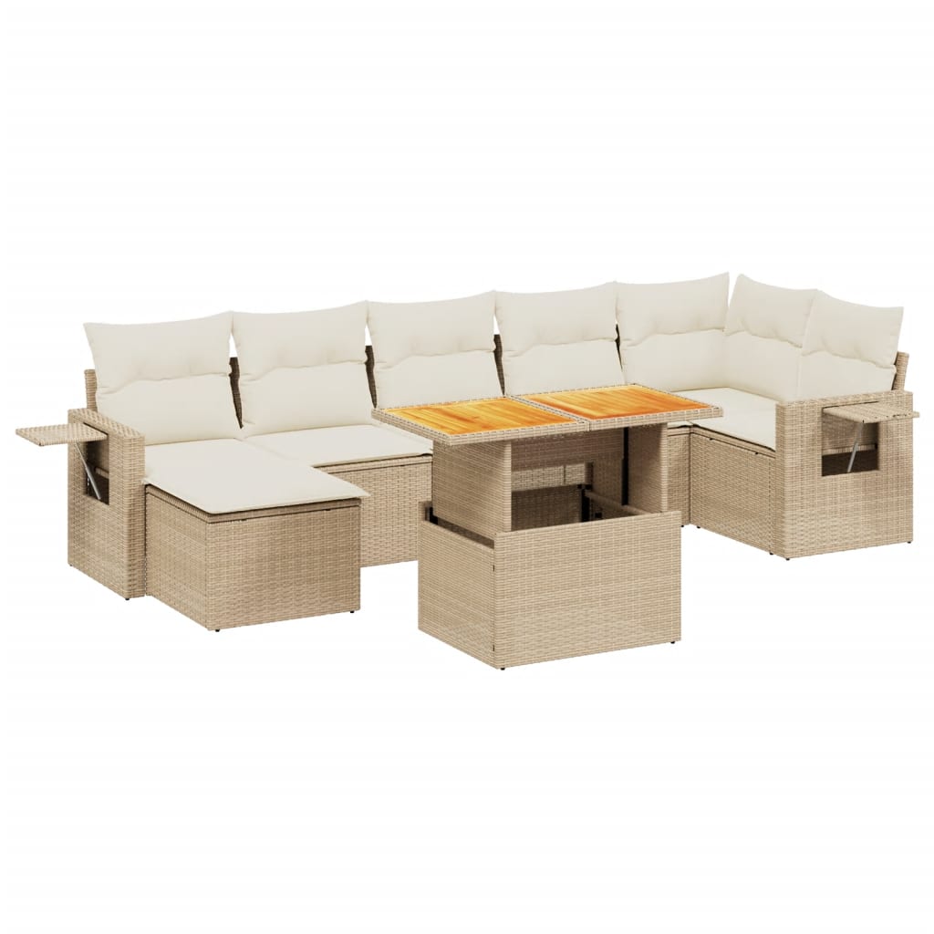 Thumbnail - vidaXL 8-tlg. Garten-Sofagarnitur mit Kissen Beige Poly Rattan