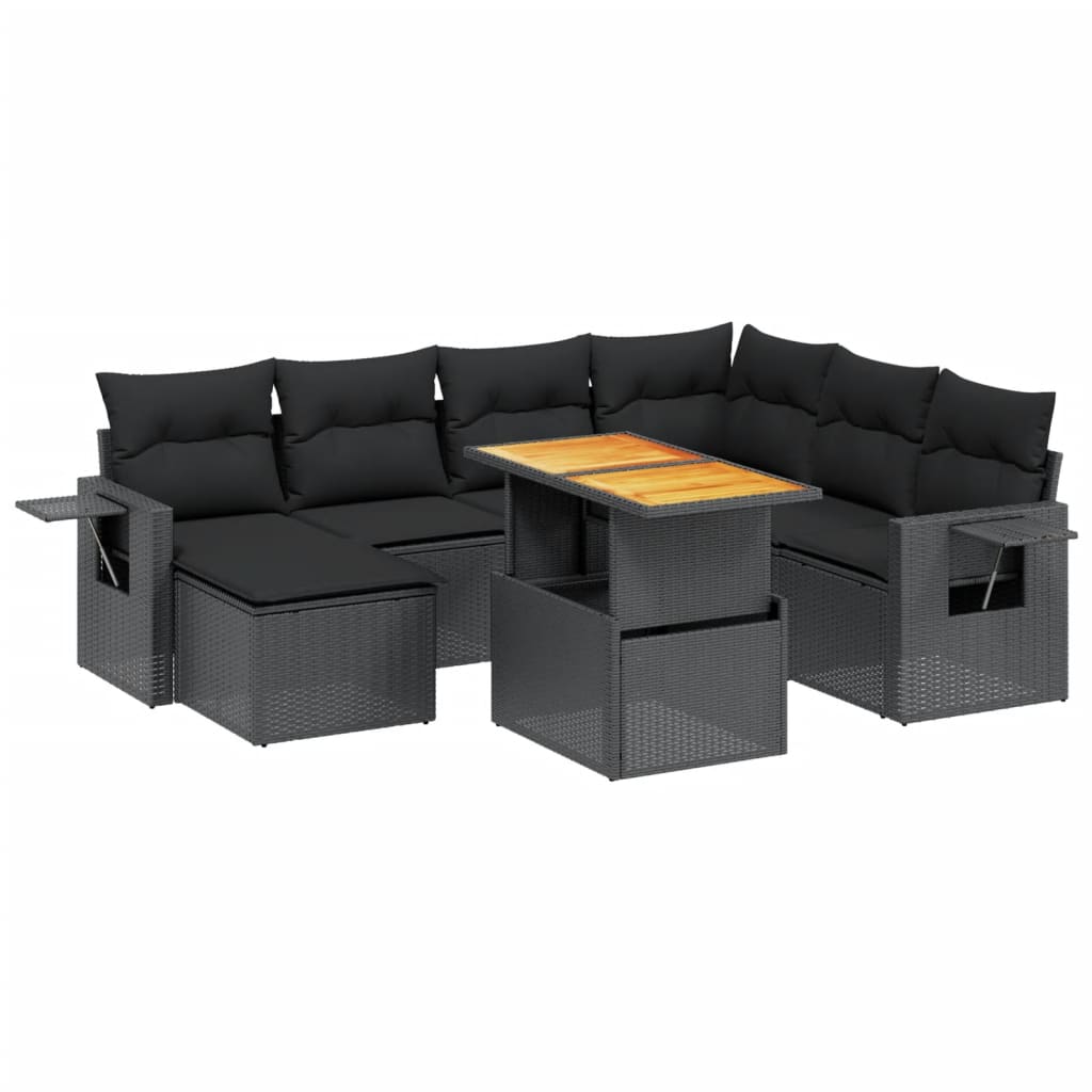 Thumbnail - vidaXL 8-tlg. Garten-Sofagarnitur mit Kissen Schwarz Poly Rattan