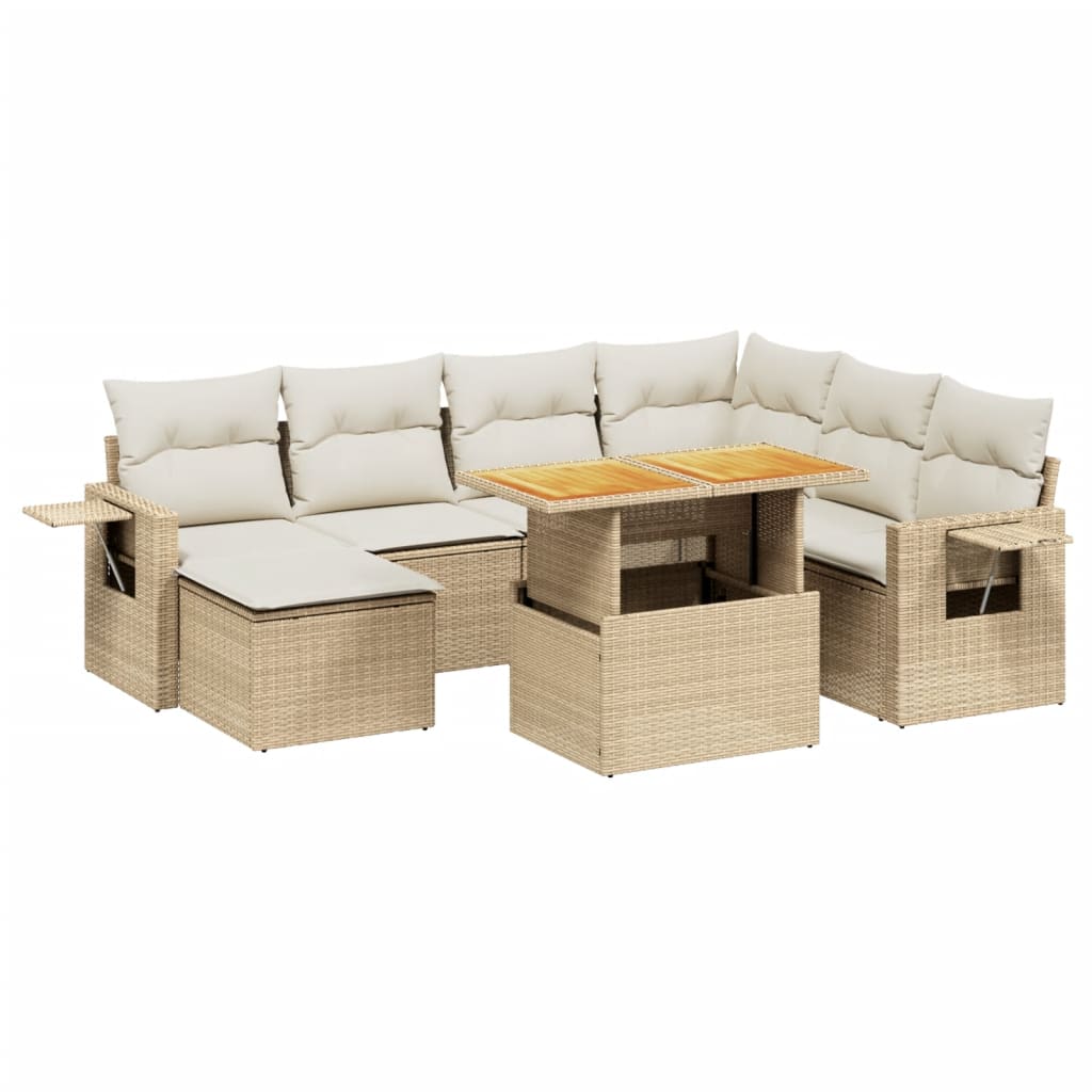 Thumbnail - vidaXL 8-tlg. Garten-Sofagarnitur mit Kissen Beige Poly Rattan