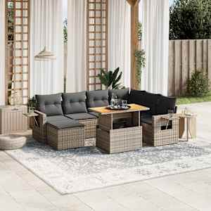 Vrtna sedežna garnitura 8-delna z blazinami siv poli ratan