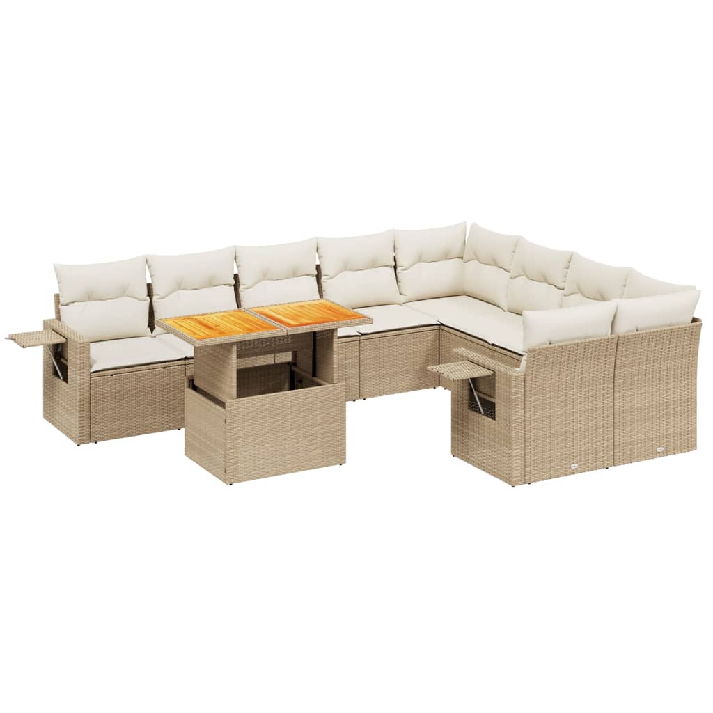 Thumbnail - vidaXL 10-tlg. Garten-Sofagarnitur mit Kissen Beige Poly Rattan