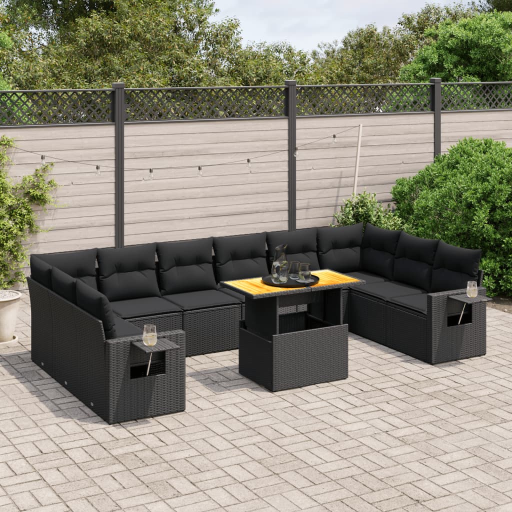 Zestaw wypoczynkowy rattan PE 12os. czarny 100x55x44/73 cm