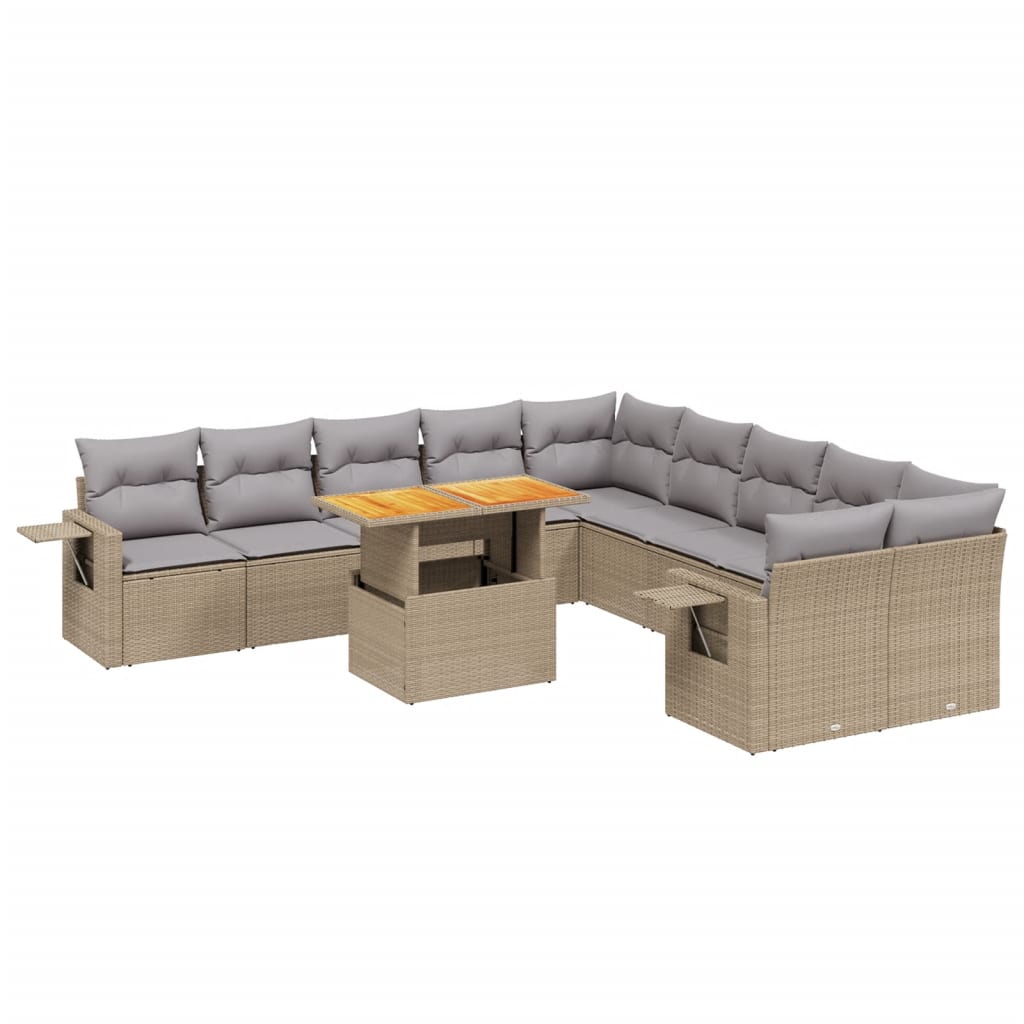 Thumbnail - vidaXL 11-tlg. Garten-Sofagarnitur mit Kissen Beige Poly Rattan