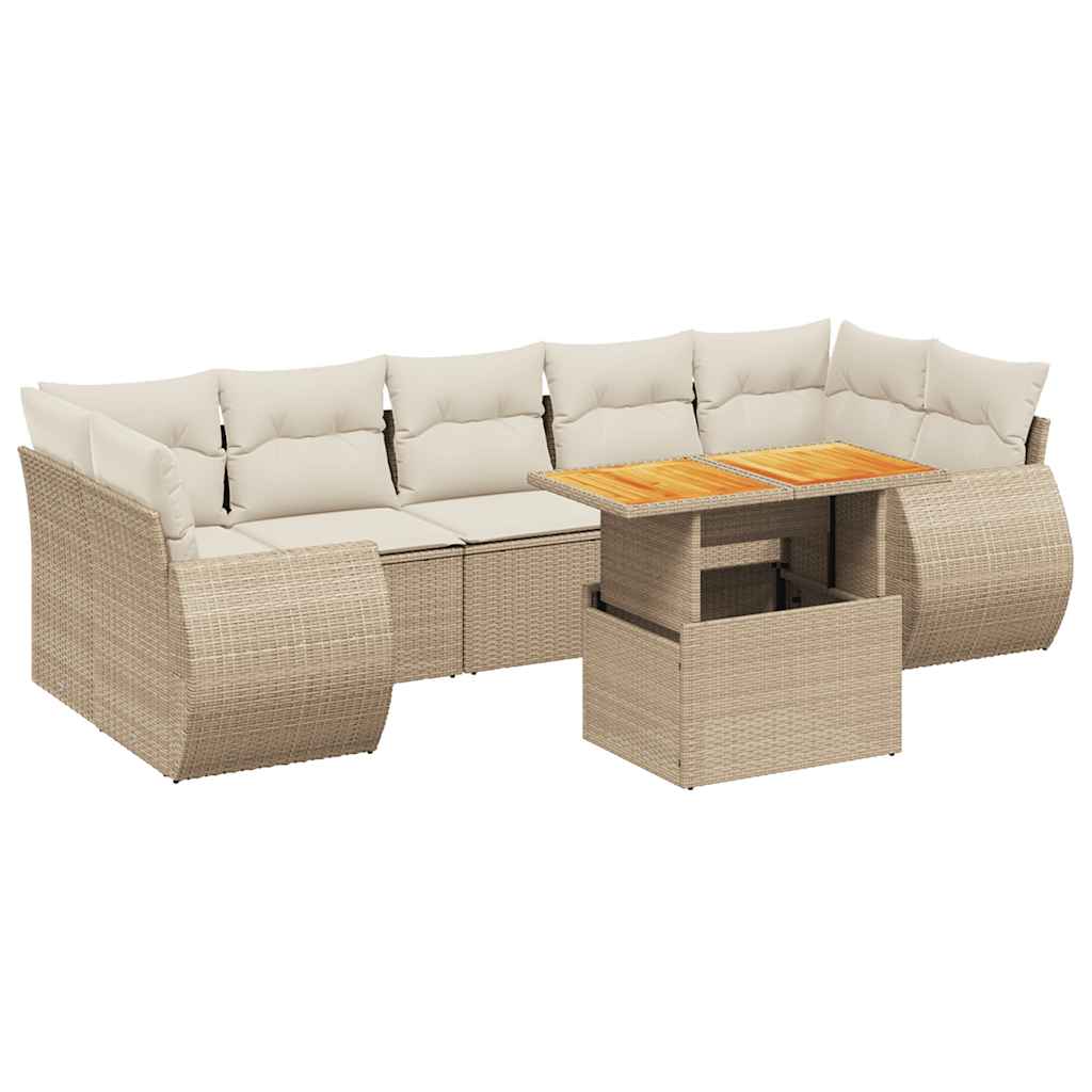 Thumbnail - vidaXL 8-tlg. Garten-Sofagarnitur mit Kissen Beige Poly Rattan