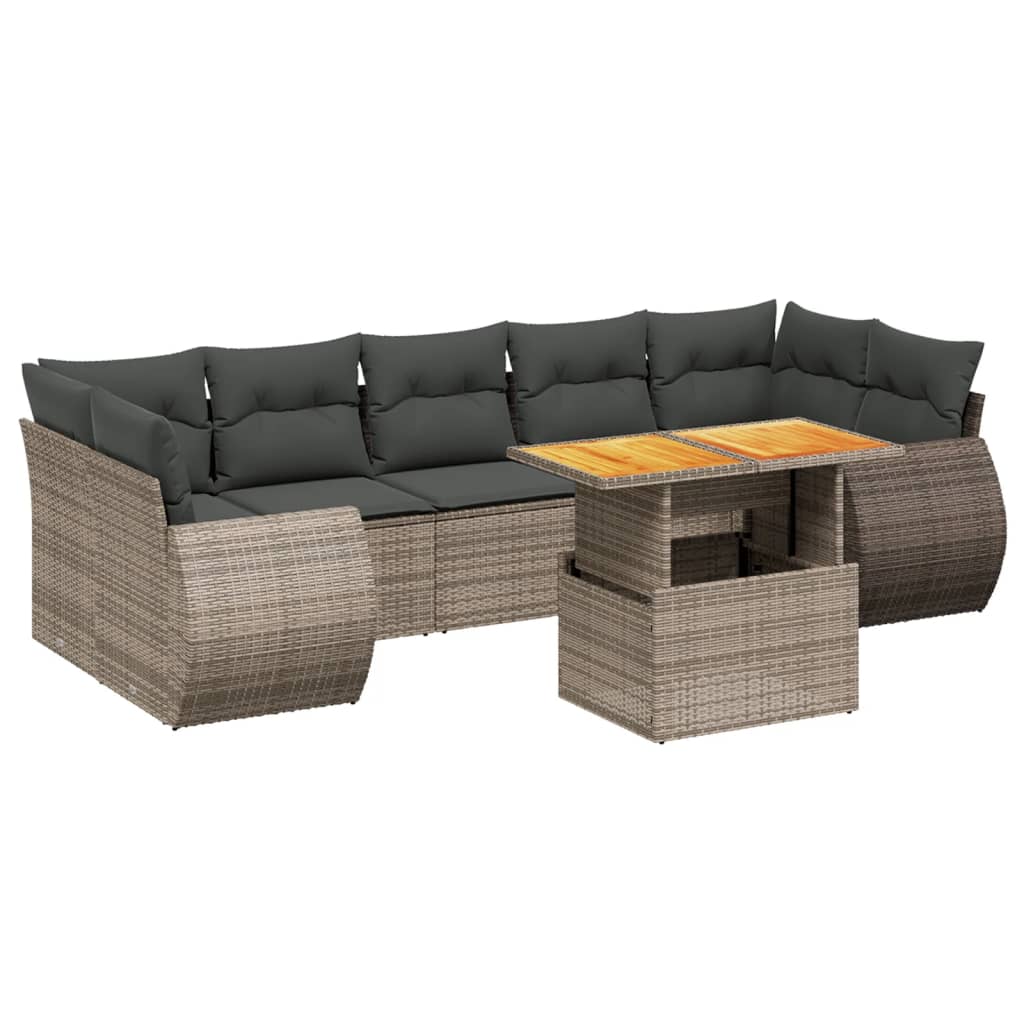 Thumbnail - vidaXL 8-tlg. Garten-Sofagarnitur mit Kissen Grau Poly Rattan