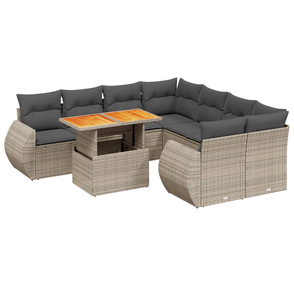 Thumbnail - vidaXL 9-tlg. Garten-Sofagarnitur mit Kissen Grau Poly Rattan