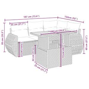 vidaXL Salon de jardin avec coussins 5 pcs beige r&eacute;sine tress&eacute;e