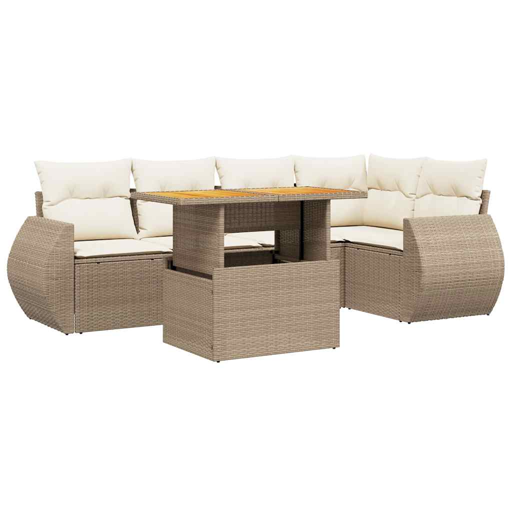 Thumbnail - vidaXL 6-tlg. Garten-Sofagarnitur mit Kissen Beige Poly Rattan