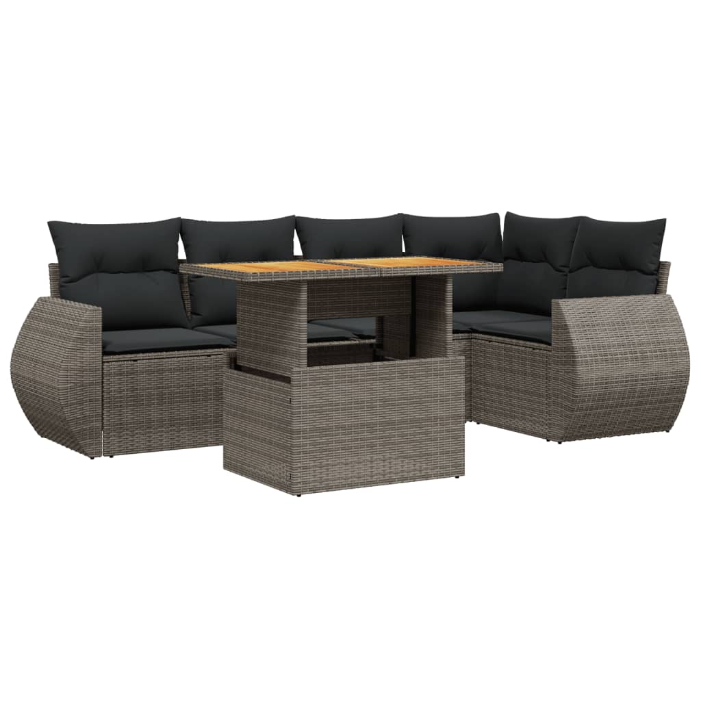 Thumbnail - vidaXL 6-tlg. Garten-Sofagarnitur mit Kissen Grau Poly Rattan