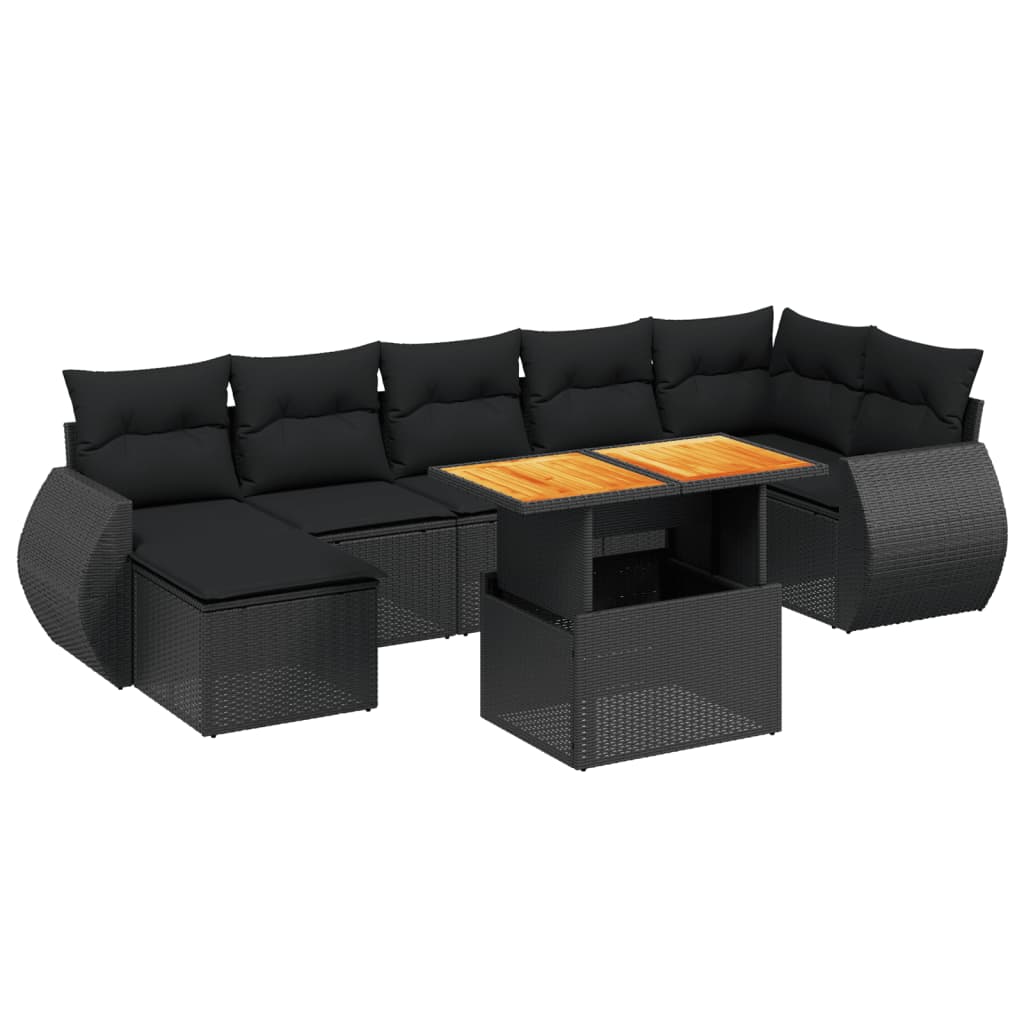 Thumbnail - vidaXL 8-tlg. Garten-Sofagarnitur mit Kissen Schwarz Poly Rattan
