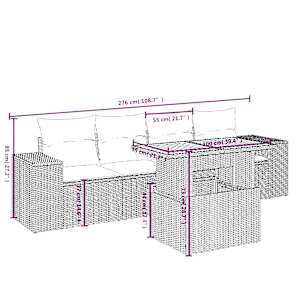 Vrtna sedežna garnitura 5-delna z blazinami bež poli ratan - slika 3