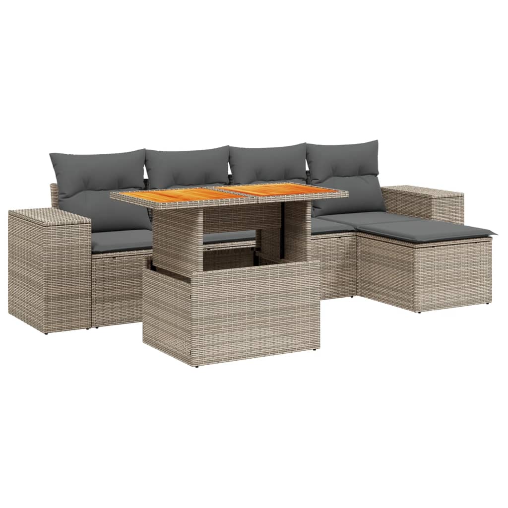 Thumbnail - vidaXL 6-tlg. Garten-Sofagarnitur mit Kissen Grau Poly Rattan