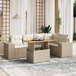 Vrtna sedežna garnitura 6-delna z blazinami bež poli ratan