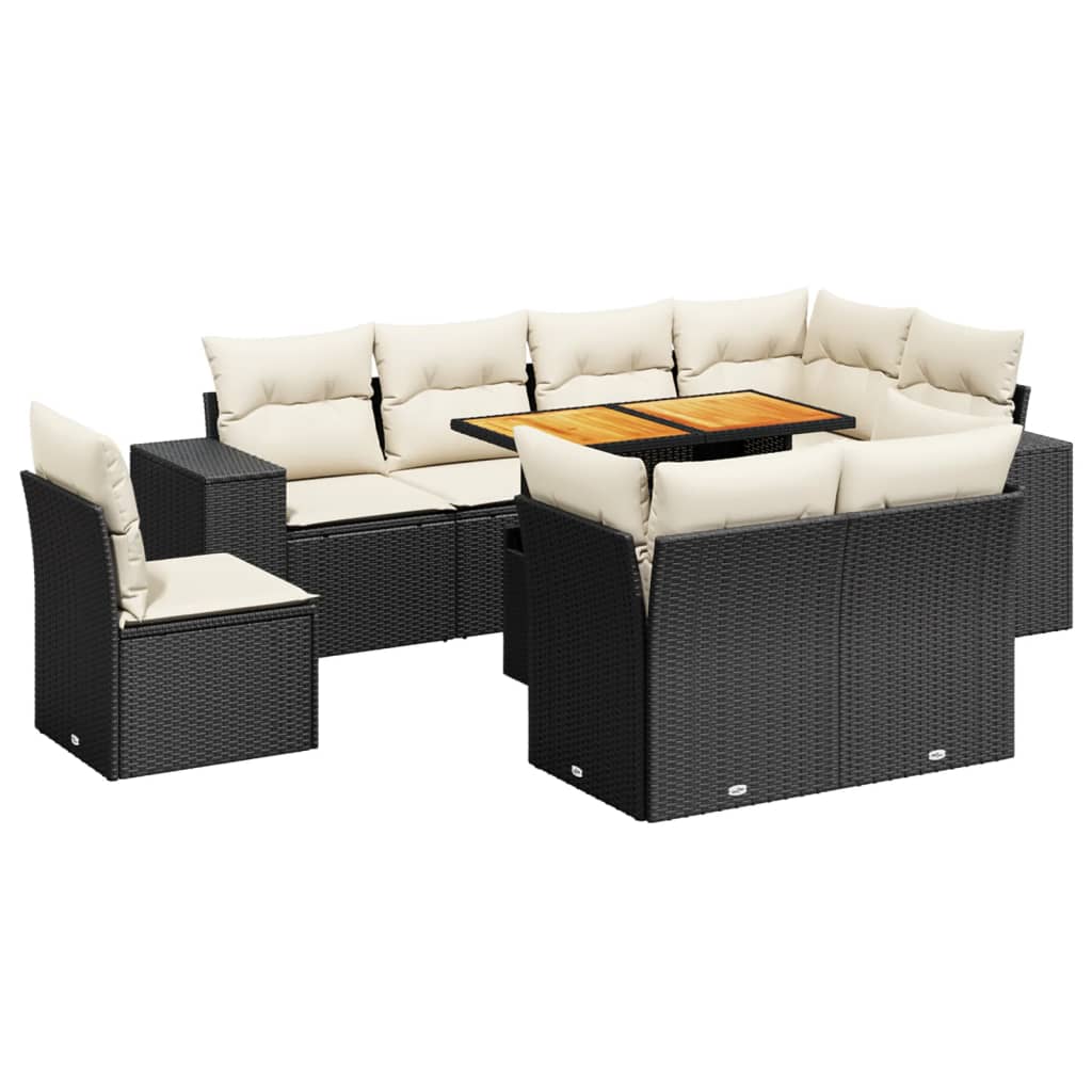 Thumbnail - vidaXL 9-tlg. Garten-Sofagarnitur mit Kissen Schwarz Poly Rattan