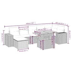 Vrtna sedežna garnitura 8-delna z blazinami črn poli ratan - slika 3