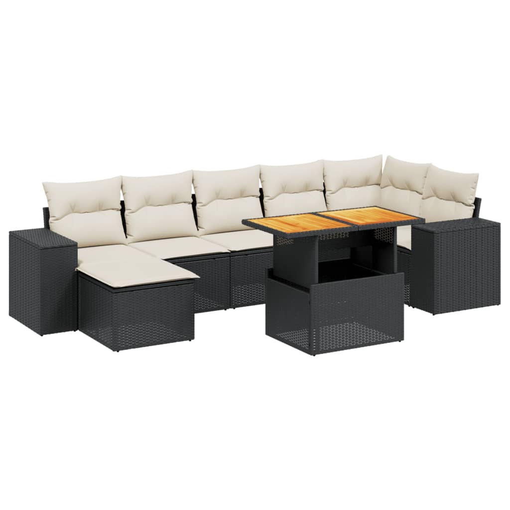 vidaXL 8-dijelni set vrtnih sofa od poliratana s jastucima crni-image-3272743