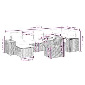 Vrtna sedežna garnitura 8-delna z blazinami črn poli ratan - slika 3