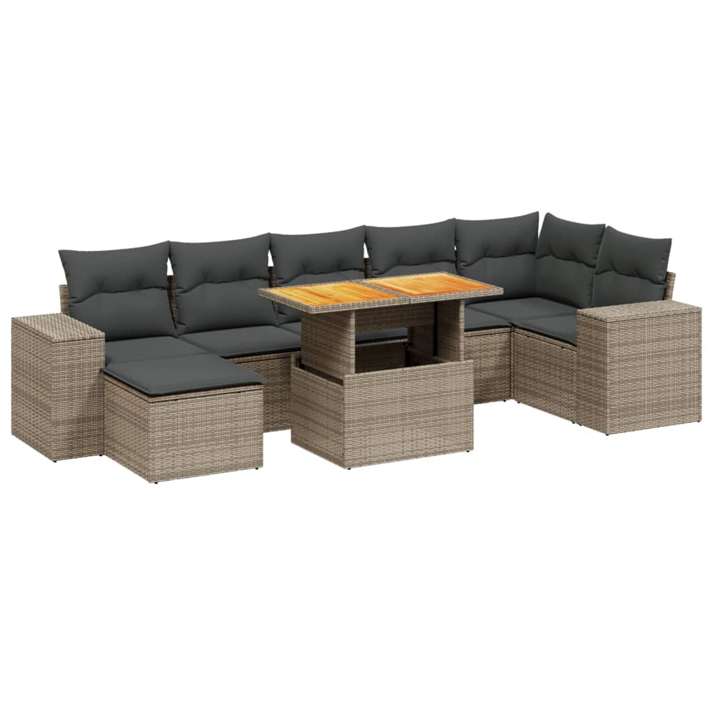 Thumbnail - vidaXL 8-tlg. Garten-Sofagarnitur mit Kissen Grau Poly Rattan