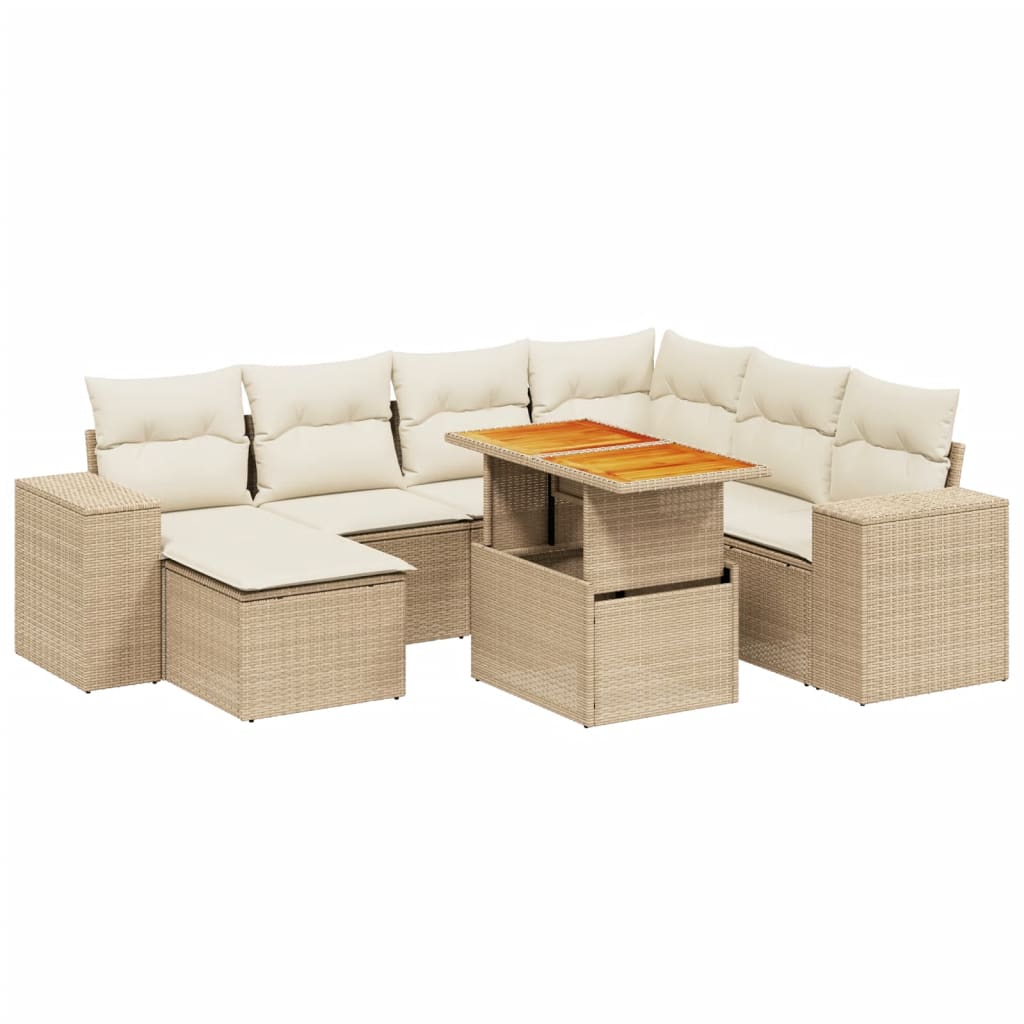 Thumbnail - vidaXL 8-tlg. Garten-Sofagarnitur mit Kissen Beige Poly Rattan