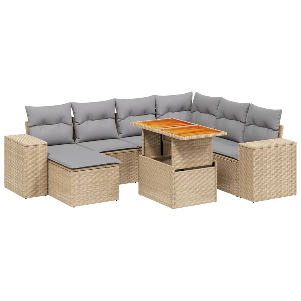 Thumbnail - vidaXL 8-tlg. Garten-Sofagarnitur mit Kissen Beige Poly Rattan