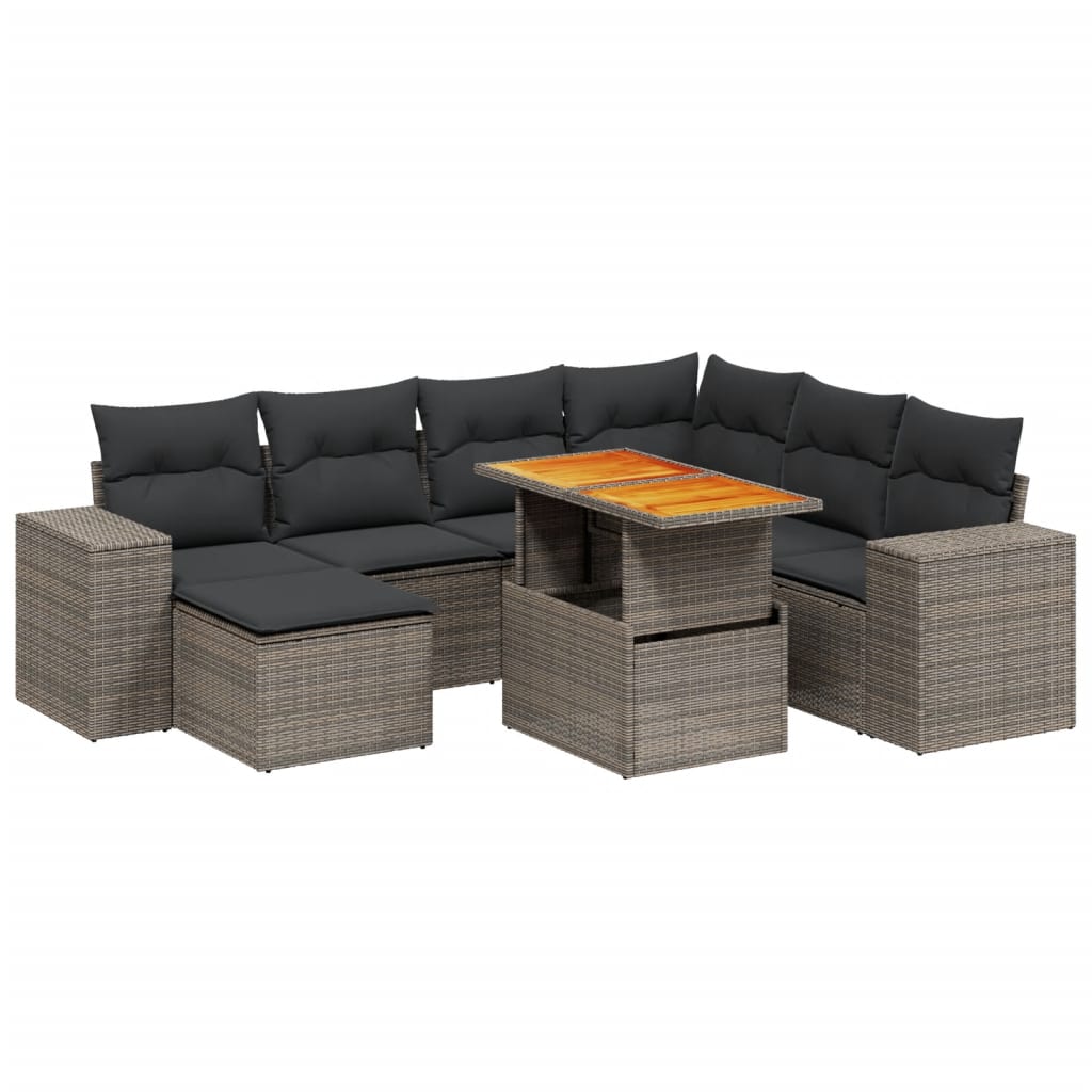 Thumbnail - vidaXL 8-tlg. Garten-Sofagarnitur mit Kissen Grau Poly Rattan