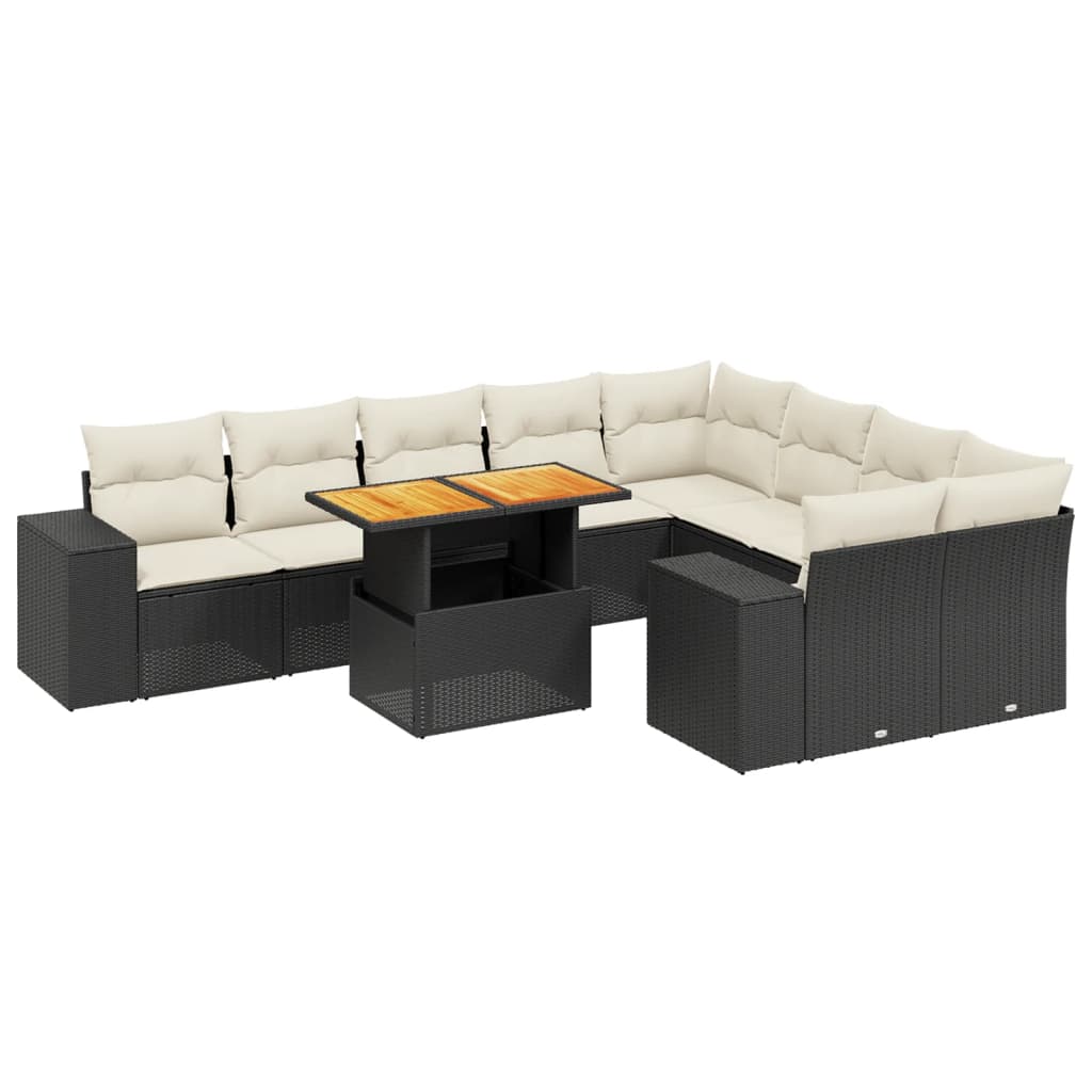 Thumbnail - vidaXL 10-tlg. Garten-Sofagarnitur mit Kissen Schwarz Poly Rattan