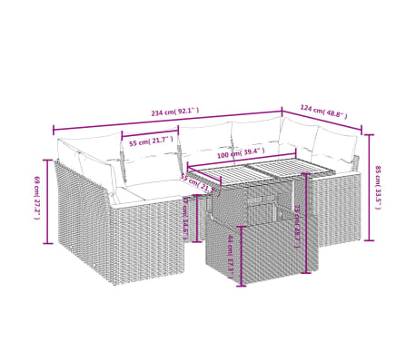 vidaXL Salon de jardin avec coussins 7 pcs beige r&eacute;sine tress&eacute;e