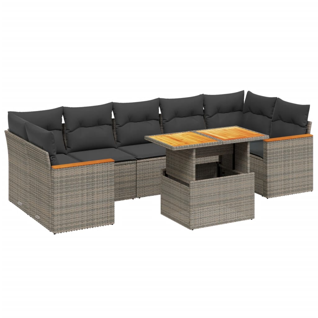Thumbnail - vidaXL 8-tlg. Garten-Sofagarnitur mit Kissen Grau Poly Rattan