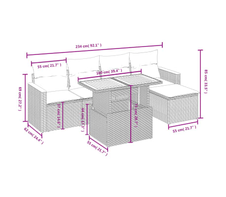 vidaXL Salon de jardin avec coussins 6 pcs beige r&eacute;sine tress&eacute;e