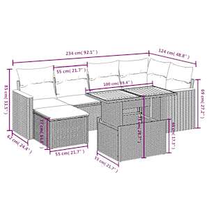 vidaXL Salon de jardin avec coussins 7 pcs beige r&eacute;sine tress&eacute;e