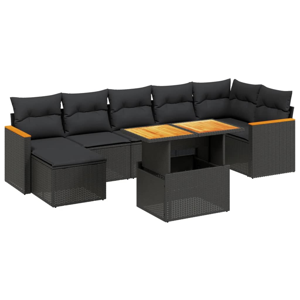Thumbnail - vidaXL 8-tlg. Garten-Sofagarnitur mit Kissen Schwarz Poly Rattan