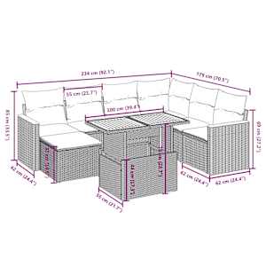 Vrtna sedežna garnitura 8-delna z blazinami črn poli ratan - slika 3
