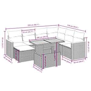 Vrtna sedežna garnitura 8-delna z blazinami črn poli ratan - slika 3