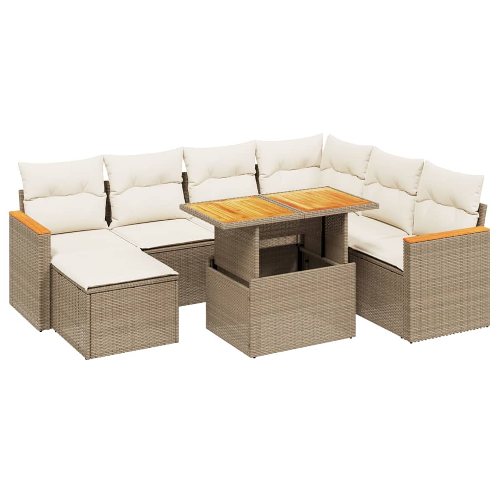 Thumbnail - vidaXL 8-tlg. Garten-Sofagarnitur mit Kissen Beige Poly Rattan