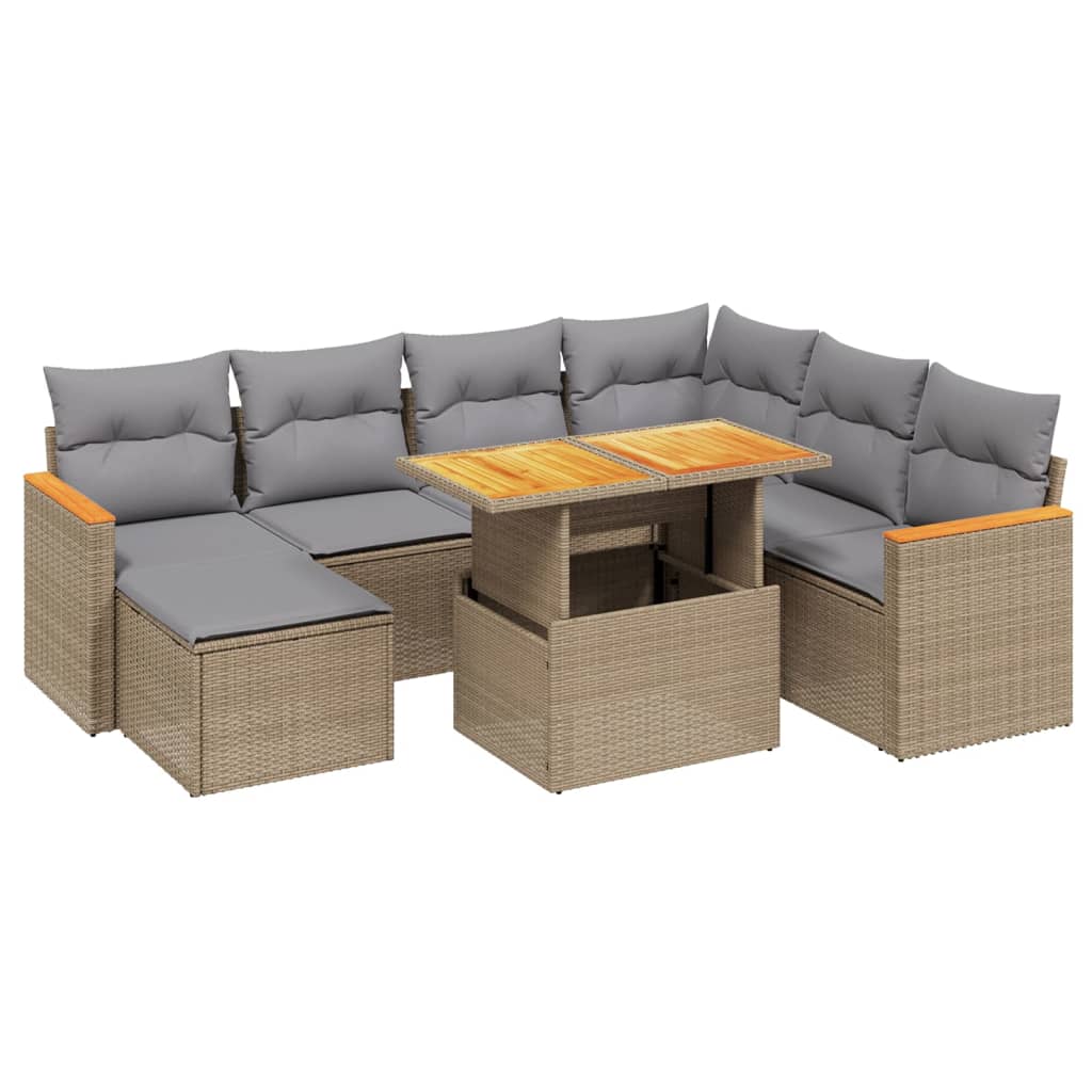 vidaXL 8-dijelni set vrtnih sofa od poliratana s jastucima bež-image-3273194