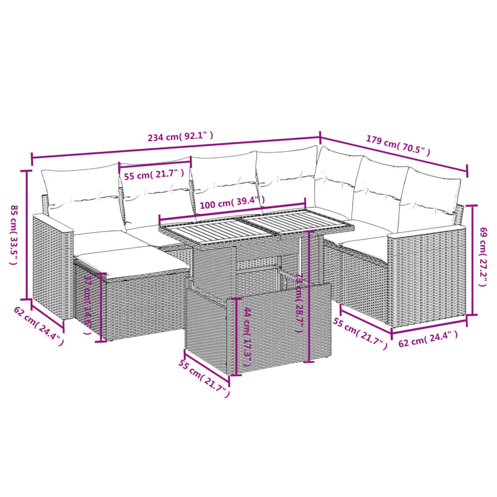 Set canapele de grădină, 8 piese, cu perne, bej, poliratan 3273194 - imagine 3