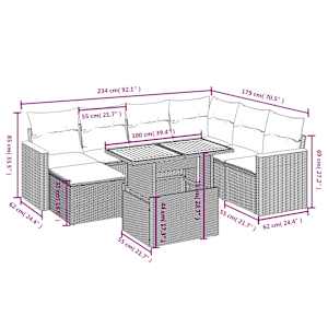 Vrtna sedežna garnitura 8-delna z blazinami bež poli ratan - slika 3