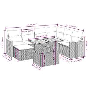 Vrtna sedežna garnitura 8-delna z blazinami siv poli ratan - slika 3