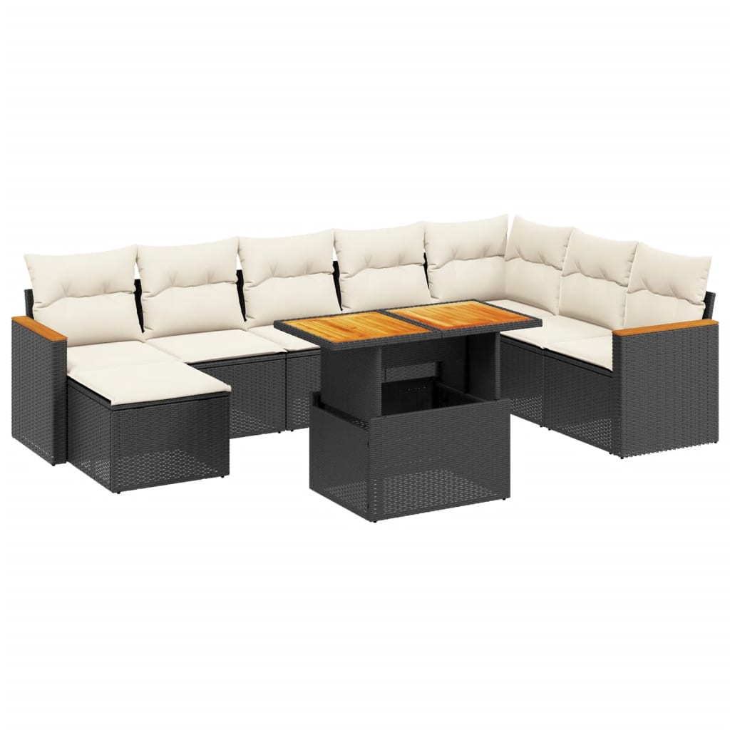 Thumbnail - vidaXL 9-tlg. Garten-Sofagarnitur mit Kissen Schwarz Poly Rattan