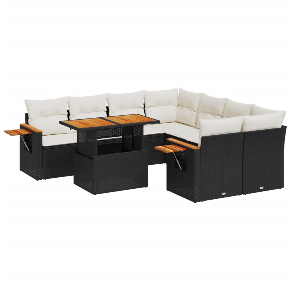 Thumbnail - vidaXL 9-tlg. Garten-Sofagarnitur mit Kissen Schwarz Poly Rattan