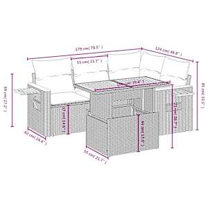 Vrtna sedežna garnitura 5-delna z blazinami črn poli ratan - slika 3