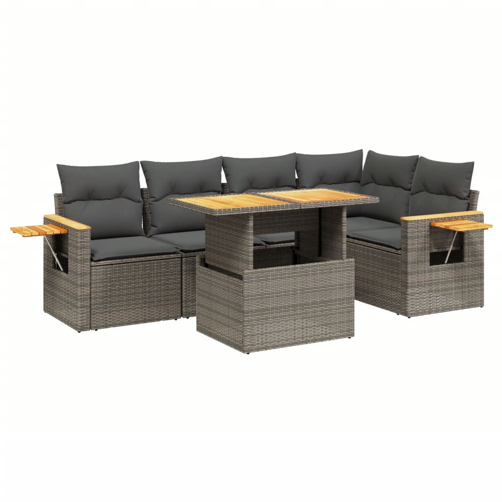 Thumbnail - vidaXL 6-tlg. Garten-Sofagarnitur mit Kissen Grau Poly Rattan