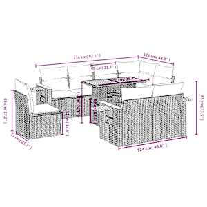 Vrtna sedežna garnitura 9-delna z blazinami siv poli ratan - slika 3
