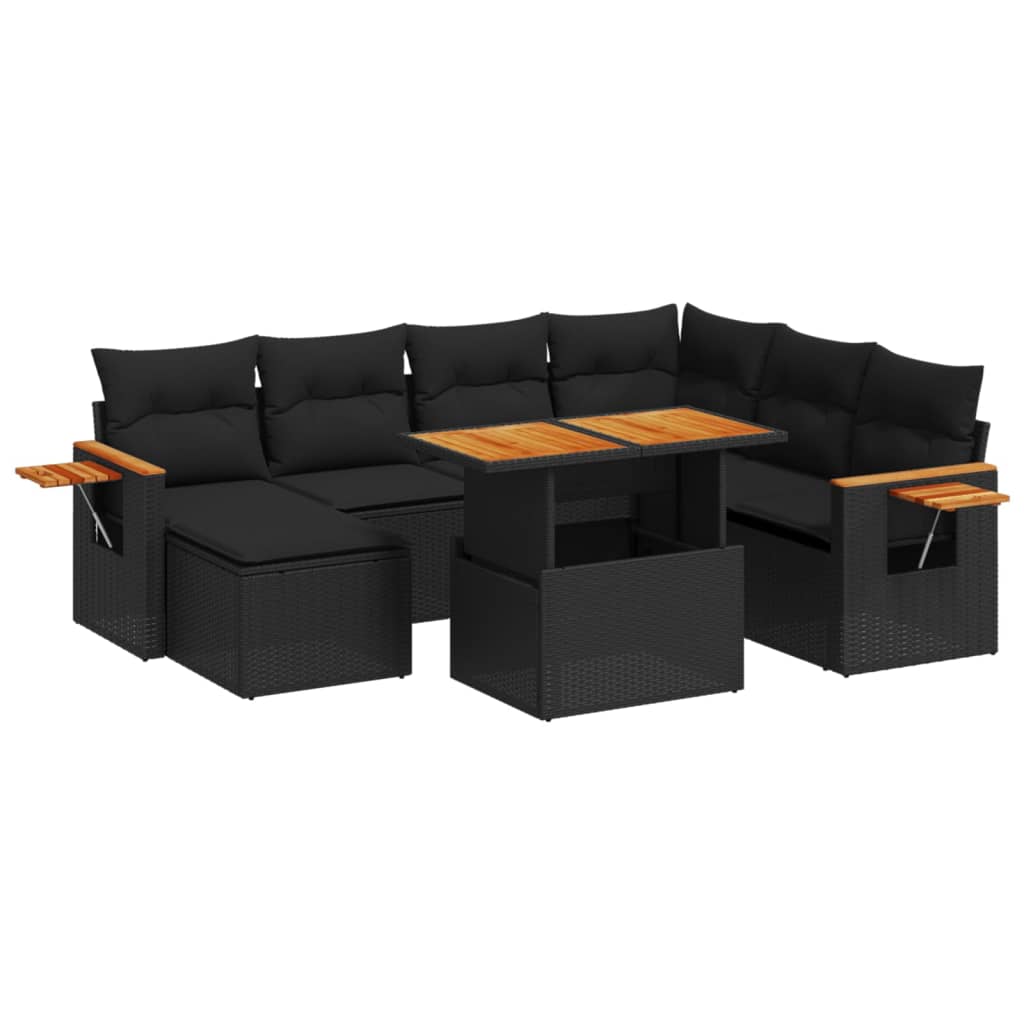 Thumbnail - vidaXL 8-tlg. Garten-Sofagarnitur mit Kissen Schwarz Poly Rattan