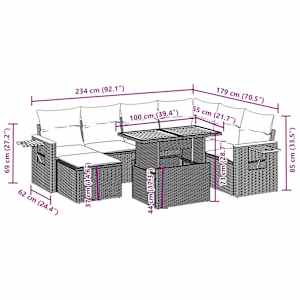 Vrtna sedežna garnitura 8-delna z blazinami bež poli ratan - slika 3