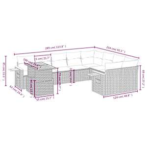vidaXL Salon de jardin avec coussins 10 pcs beige r&eacute;sine tress&eacute;e