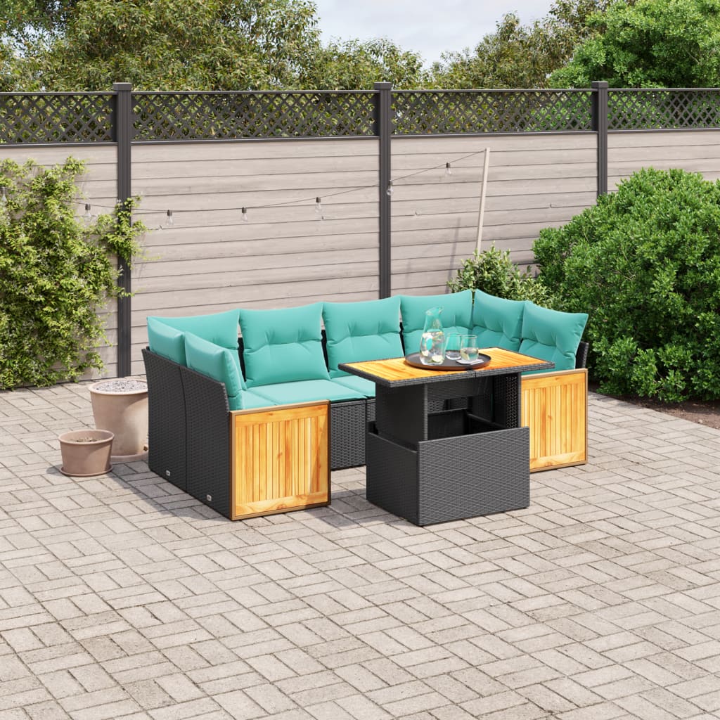 Patio Sofa Set with Cushions Outdoor Furniture 7 Piece Poly Rattan vidaXL - Picture 7 of 28
